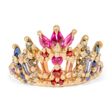Rainbow Star Bright Short Lace Petal Ring - Made to Order